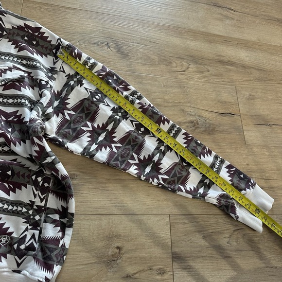 Men's Ariat Printed Overdyed Aztec Print Sweater Pullover Large Cream Maroon - Picture 9 of 9